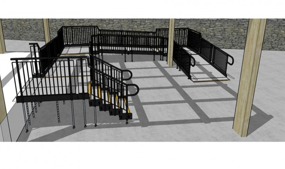 3D CAD drawing of a stage ramp
